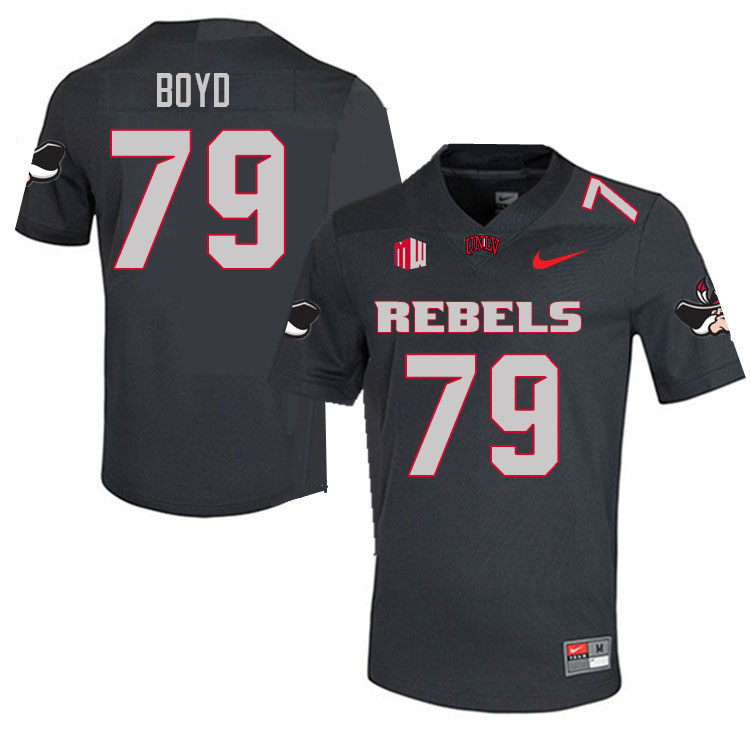 Men #79 Austin Boyd UNLV Rebels College Football Jerseys Stitched Sale-Charcoal - Click Image to Close